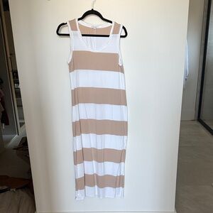 Z Supply Tan and White Striped Maxi Dress